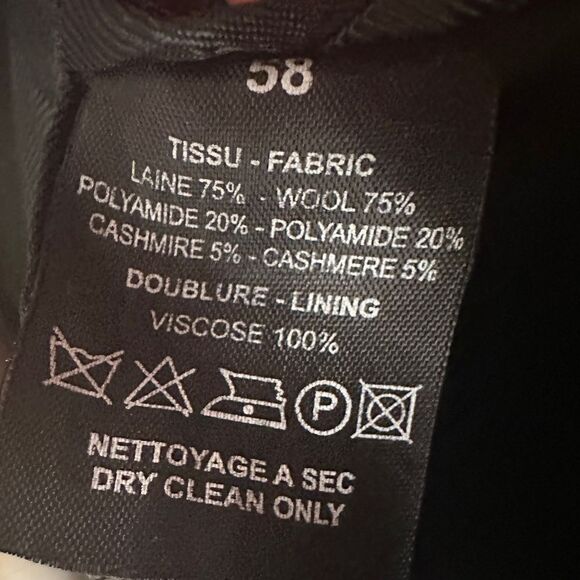 Cacharel Wool Cashmere Winter Coat Black Size 58 - Picture 6 of 6